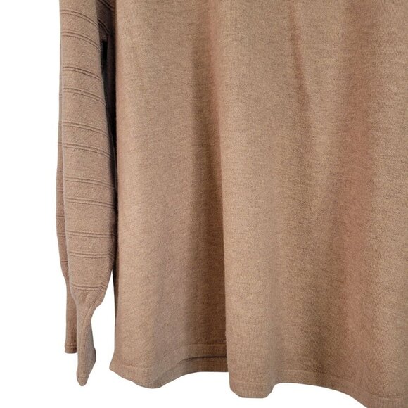 Chico's Women's Cashmere Blend Puffed Tiered Sleeve Detail Camel Sweater Size XL - Picture 13 of 13